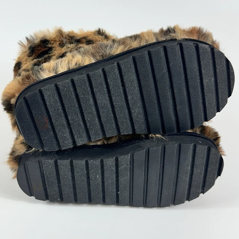 Madden NYC Girls Faux Fur Boots 13-1 Leopard Animal Print Cozy Winter Y2K